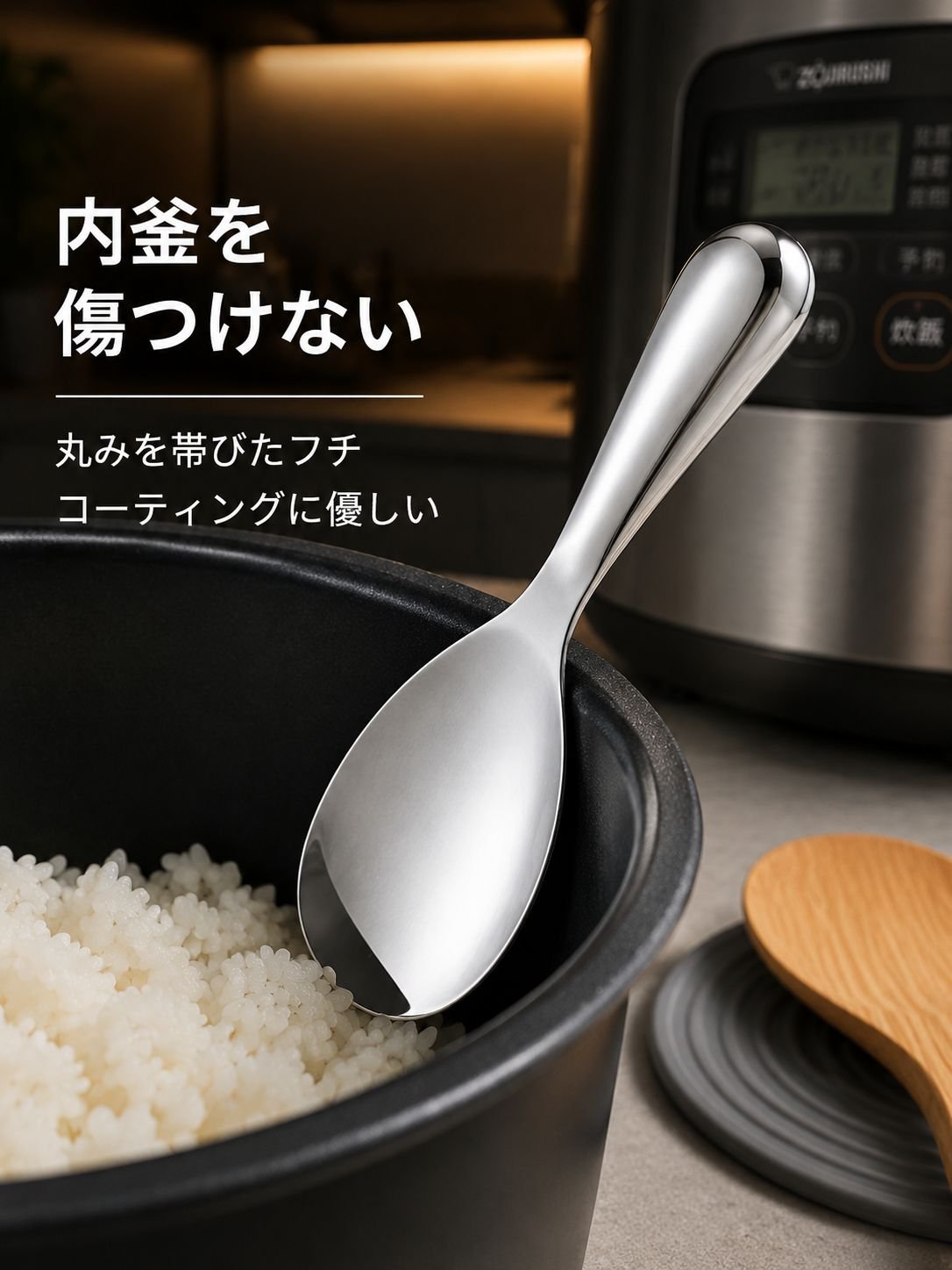 大きめの焦げ付き防止ご飯用ヘラ