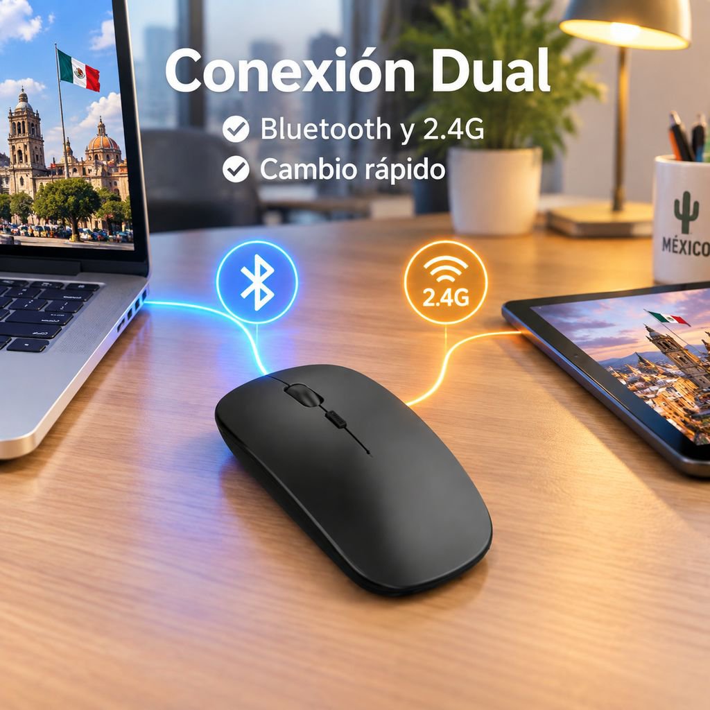 Ratón inalámbrico silencioso de doble modo con retroiluminación colorida