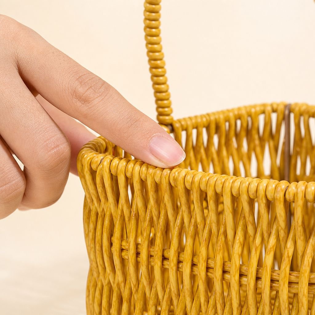 Multi-functional Imitation Rattan Wall-mounted Basket for Kitchen