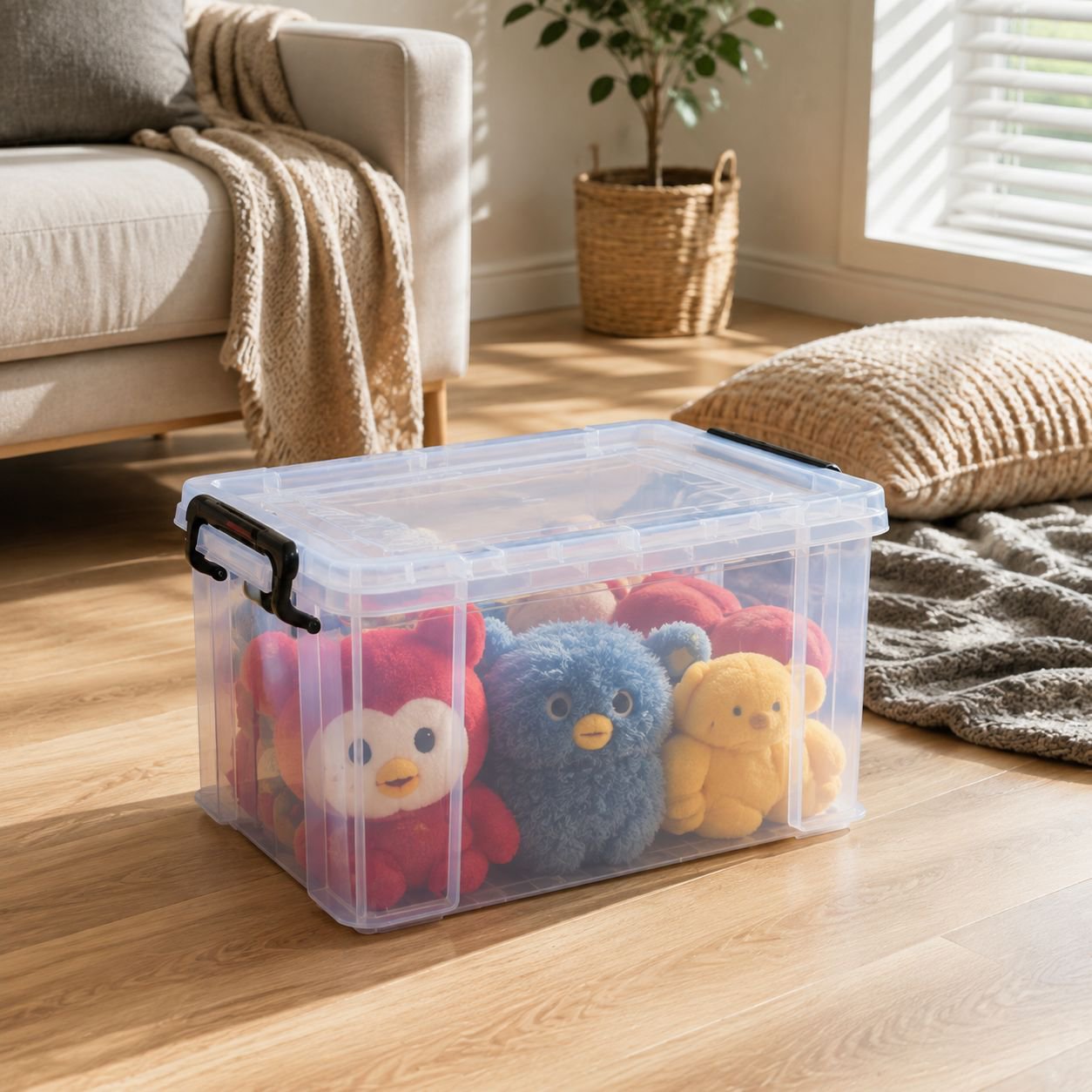 Right-Angle Transparent Plastic Storage Bin