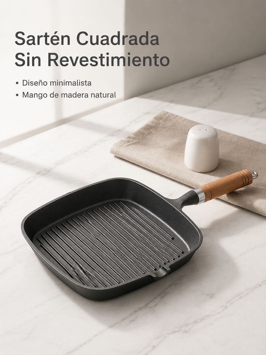 Sartén cuadrada sin antiadherente