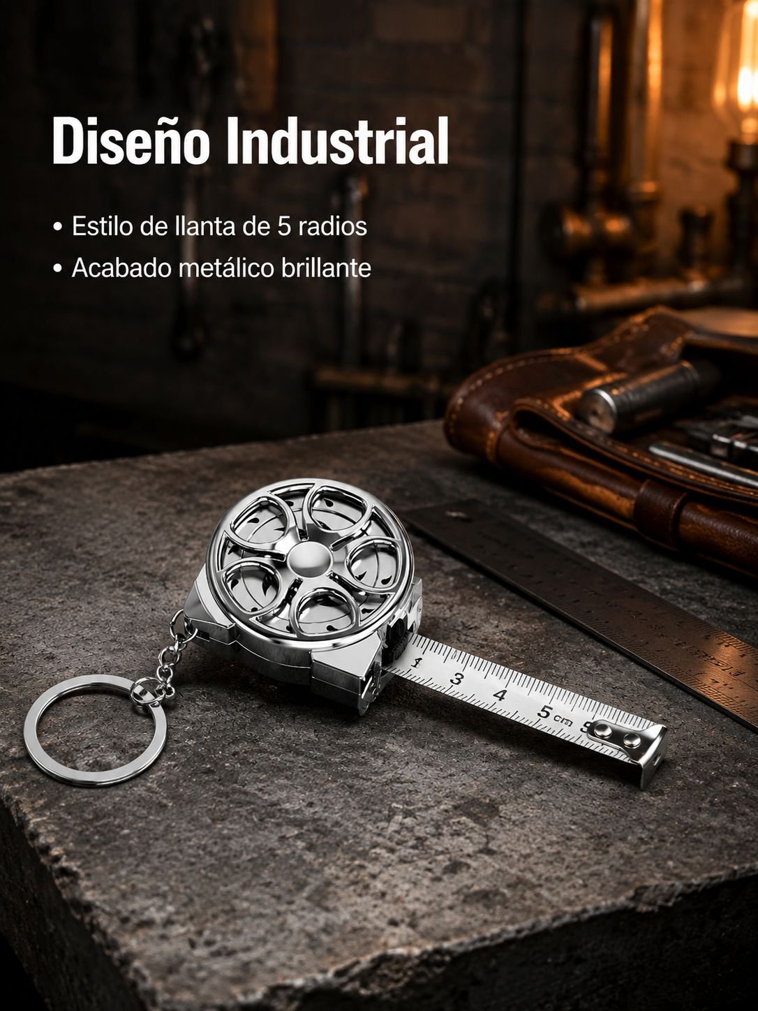 Llavero con mini cinta métrica de acero