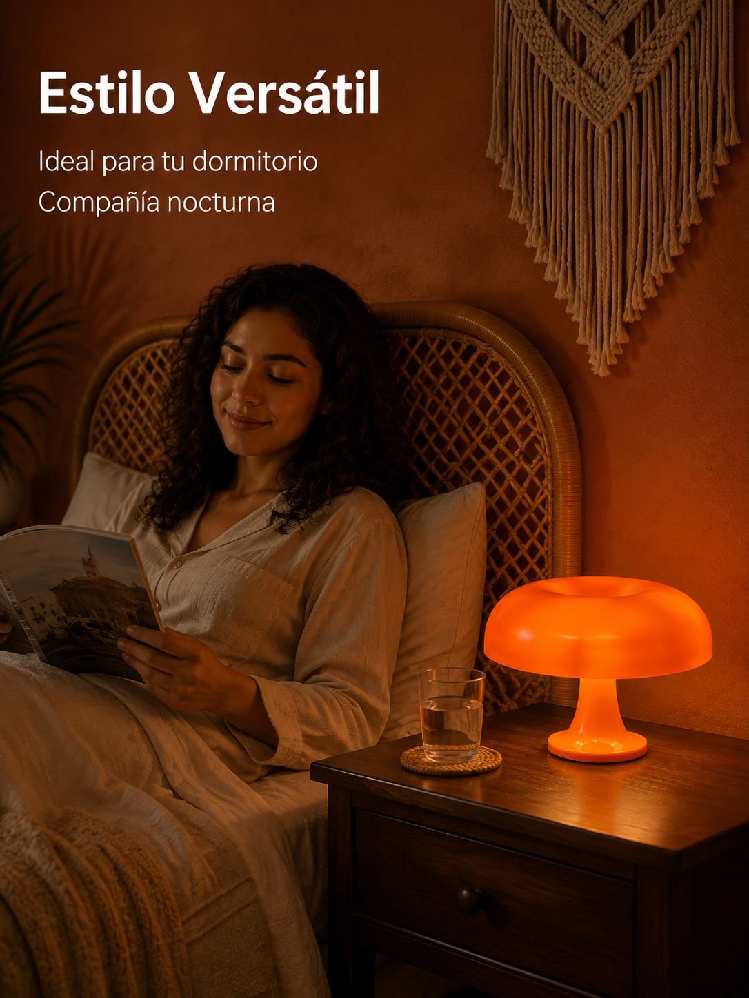 Lámpara de mesa retro de hongo