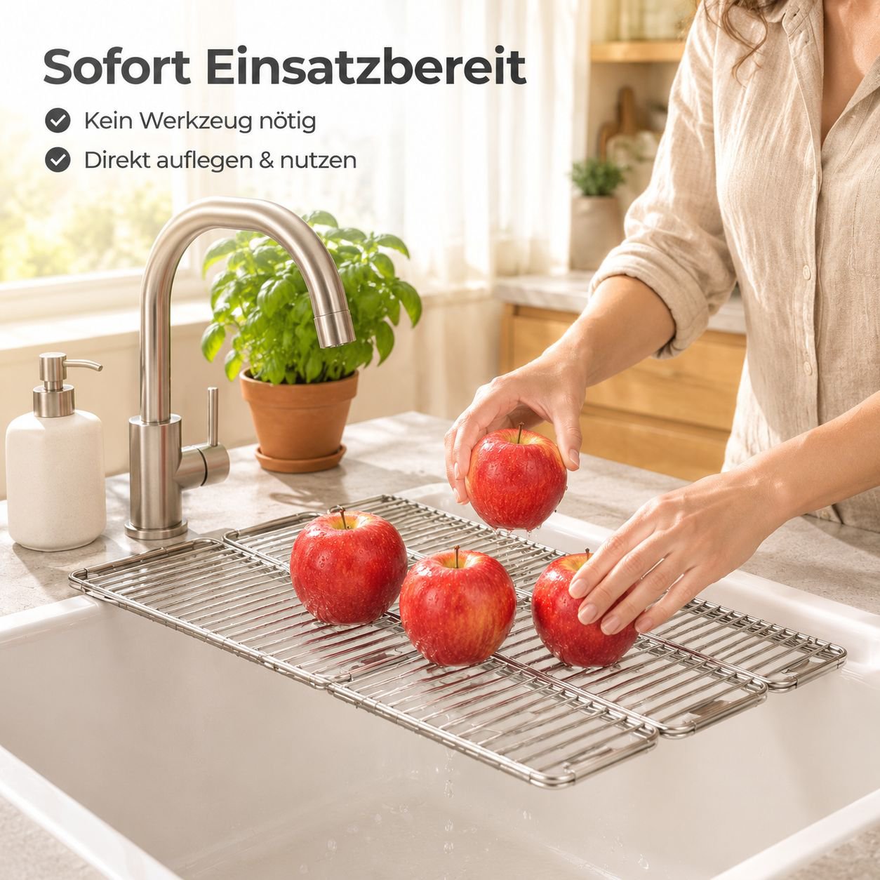 Spülbecken Abtropfgestell Faltbar Edelstahl Geschirrkorb Spülen-Organizer