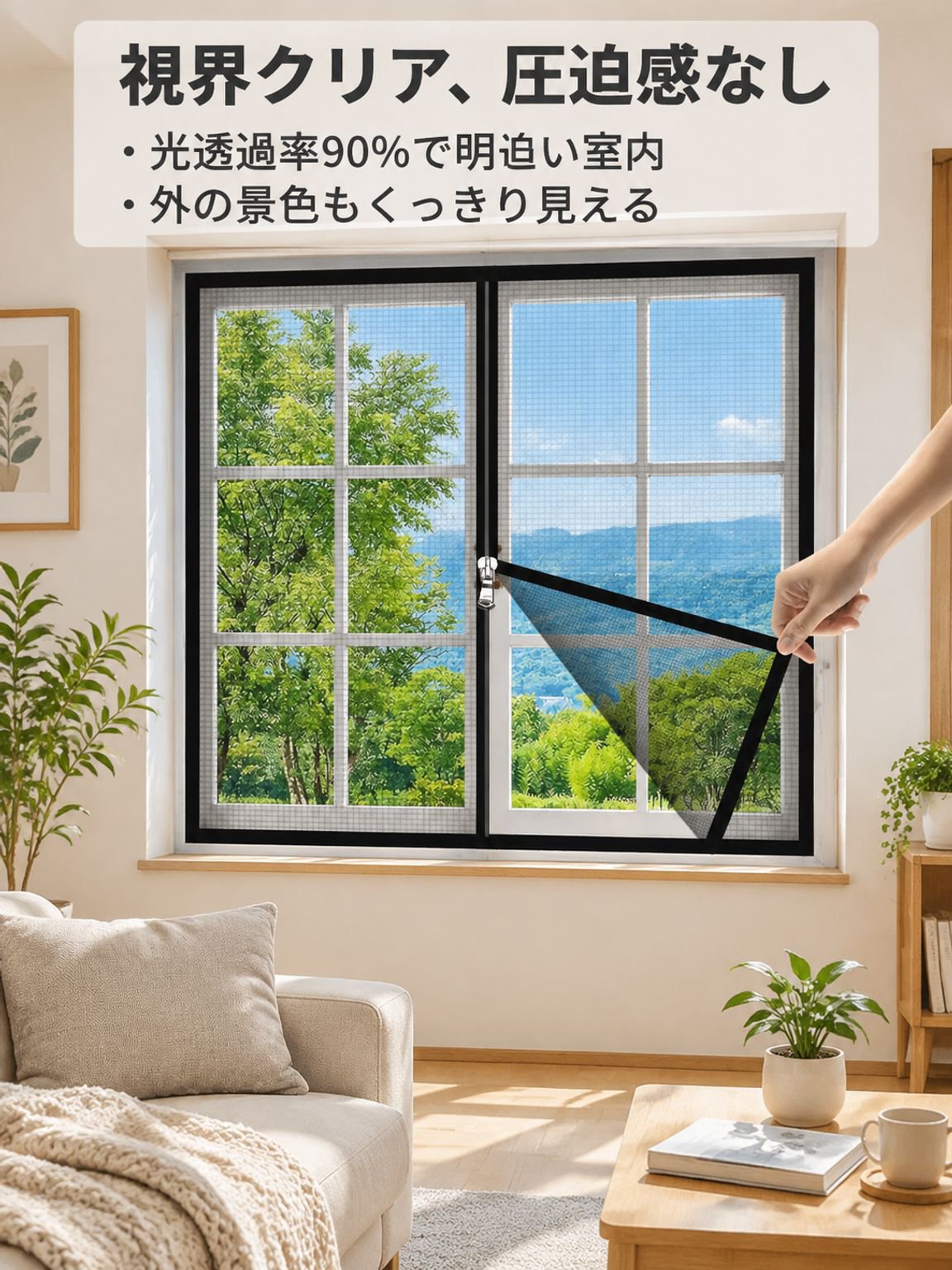 家庭用粘着式網戸