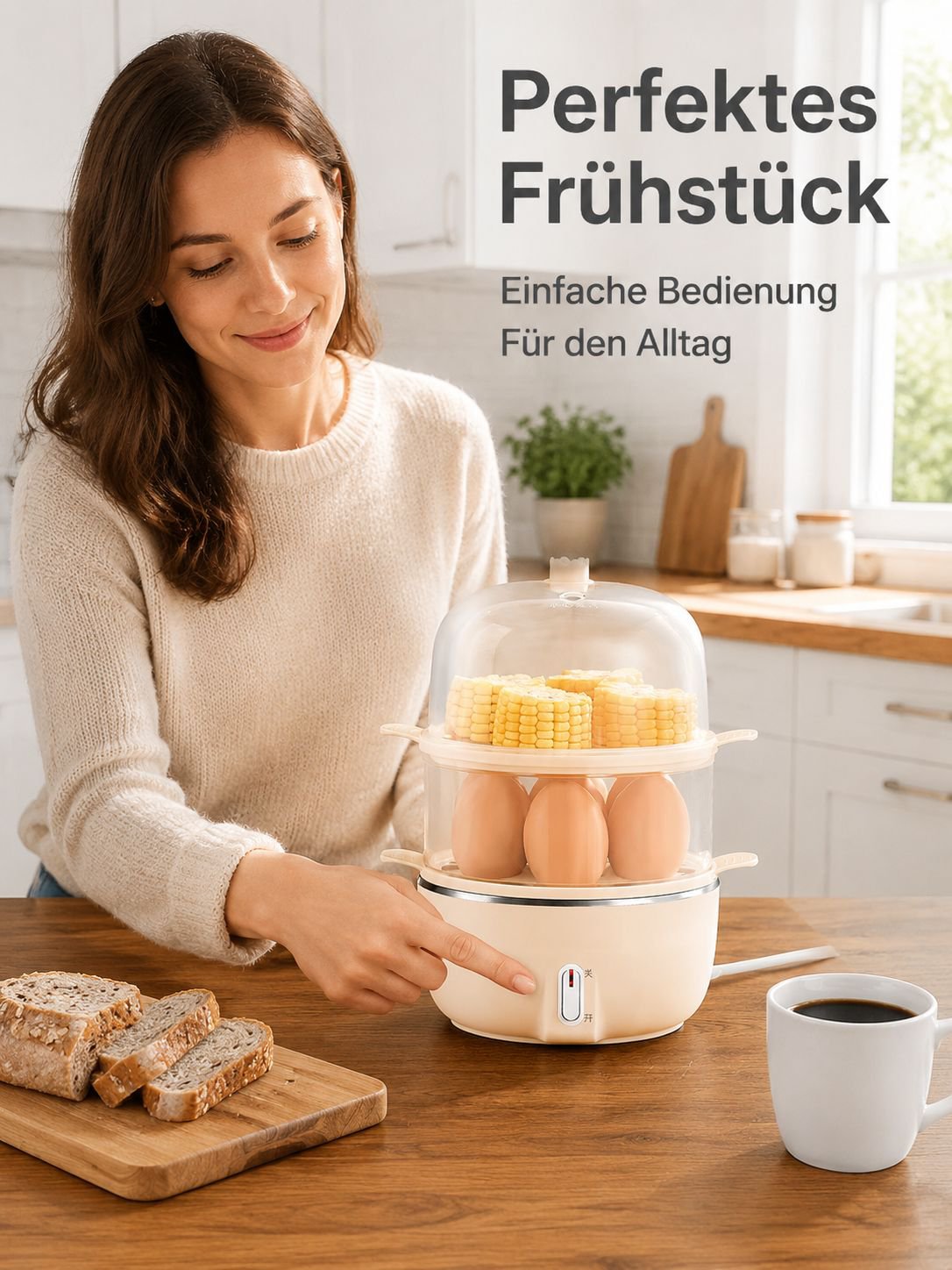Doppelstöckiger Eierkocher für den Hausgebrauch