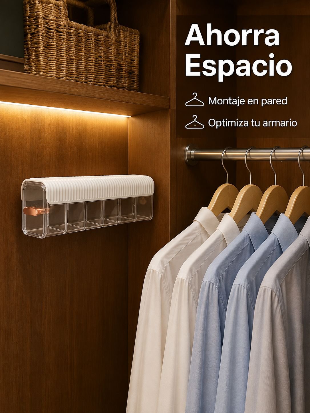 Organizador de ropa interior de pared con varias secciones