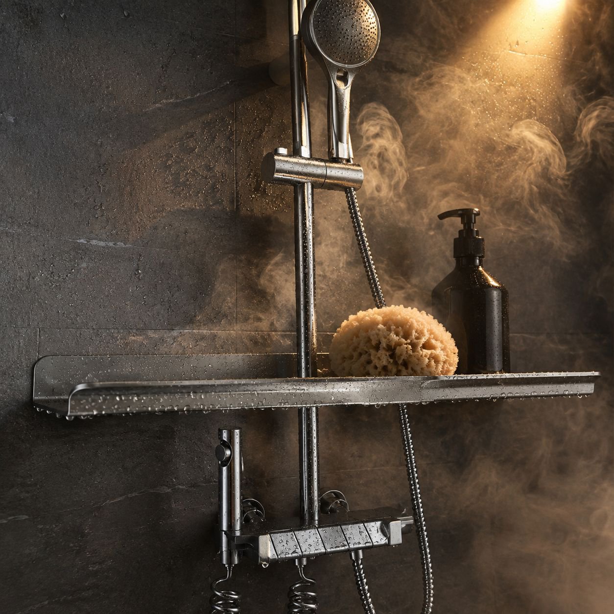 Estante de pared para almacenamiento eficiente en el baño