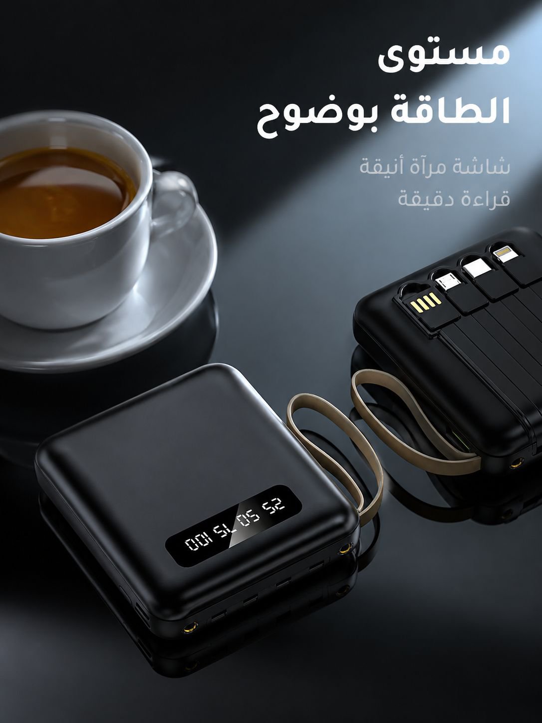 بنك الطاقة المحمول المزود بالكابلات بالطراز الجديد