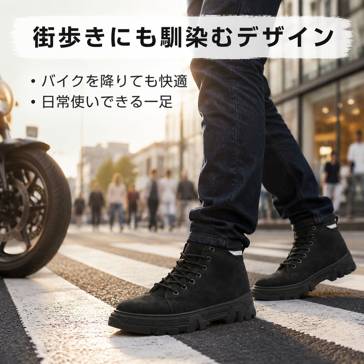 オートバイ用多機能ライディングシューズ 通気性・滑り止め付き