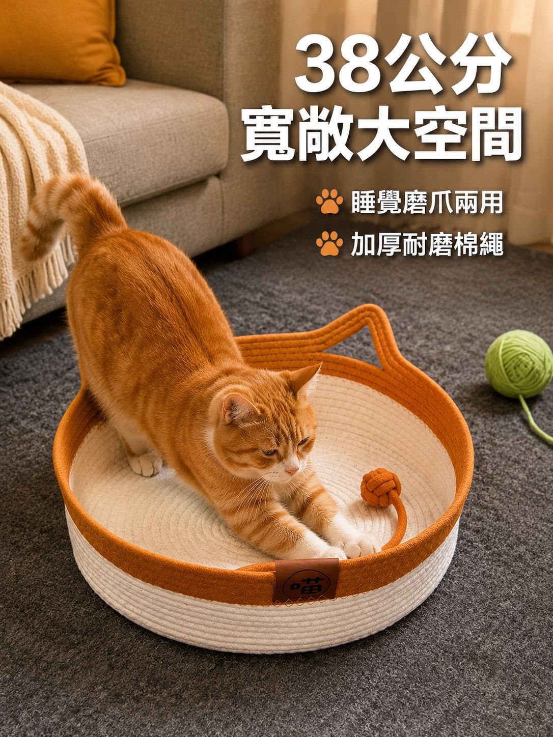 藤草半封閉式寵物床