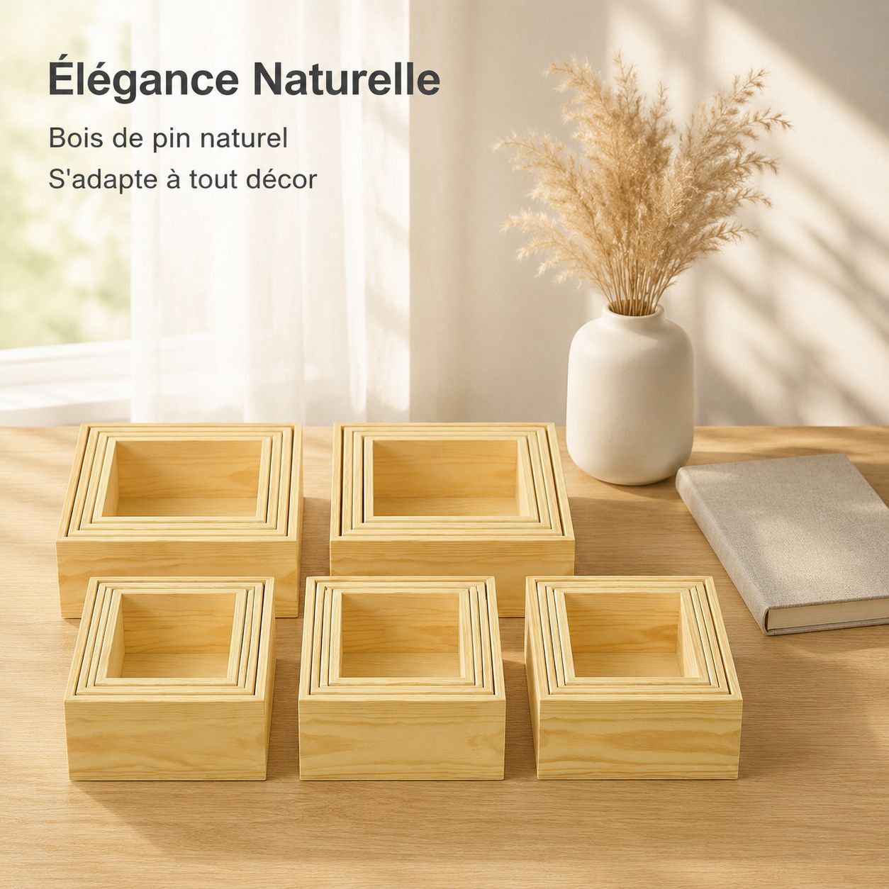 Boîte de rangement de bureau en bois