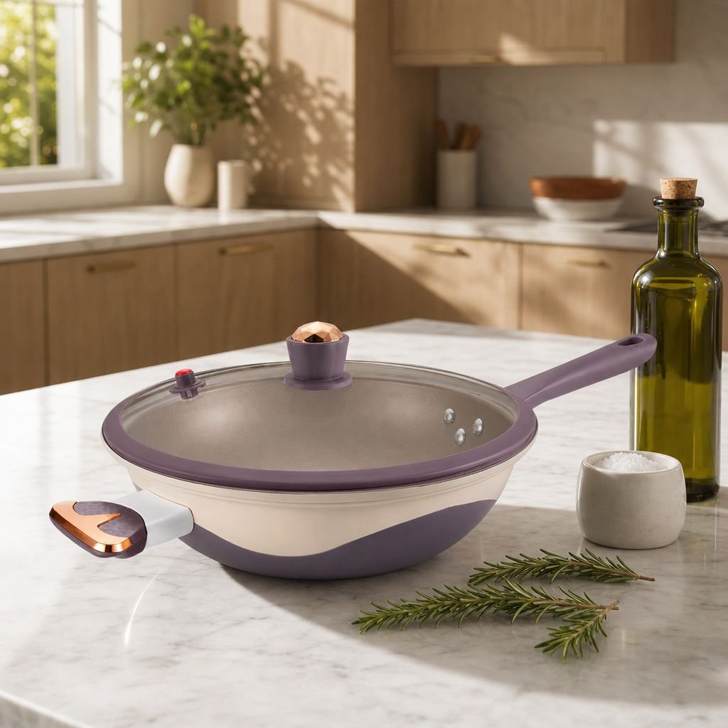 Induction Micropressure Healthy StirFry Pan Flatbottomed Titanium NonStick Pan Flat Pan