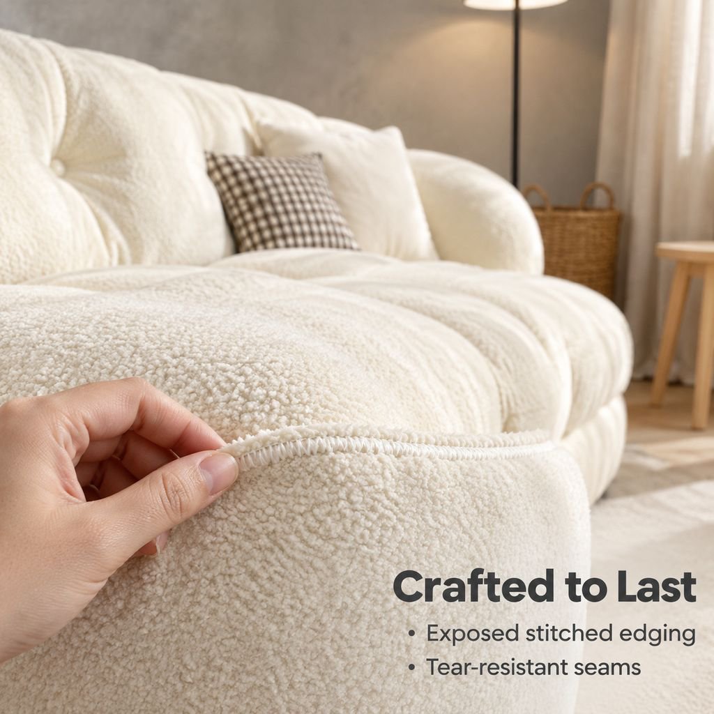 Cream-Style Fabric Sofa