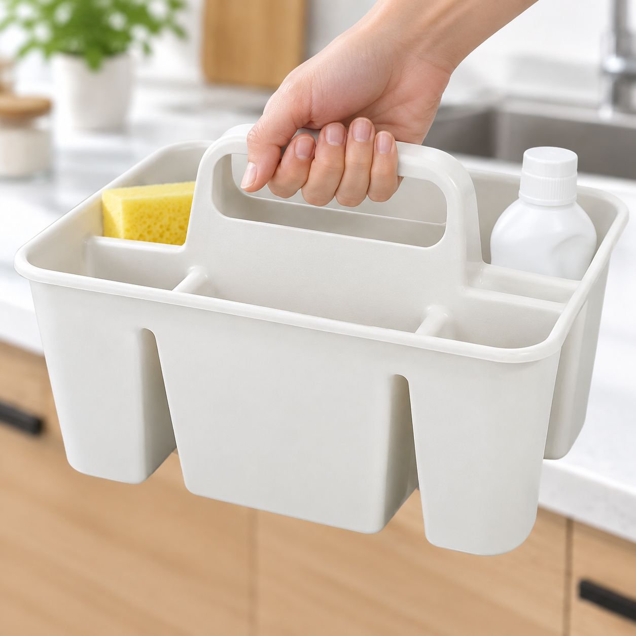 Plastic organizer bin for kitchen and pantry