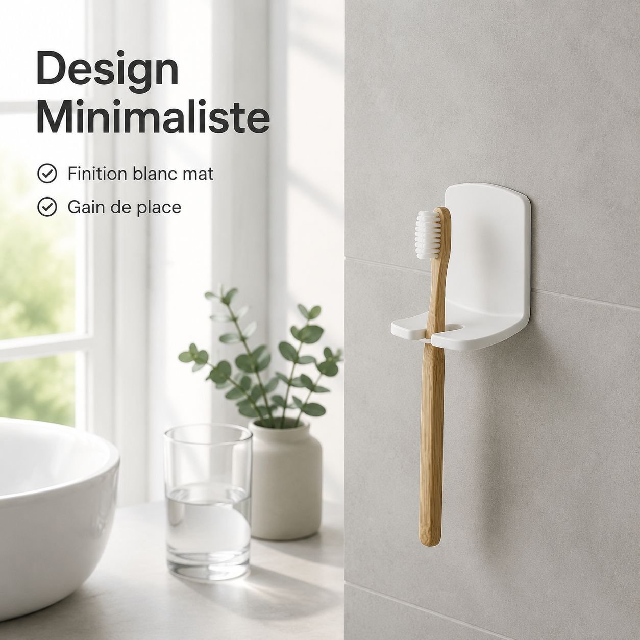 Porte-brosse à dents minimaliste sans perçage