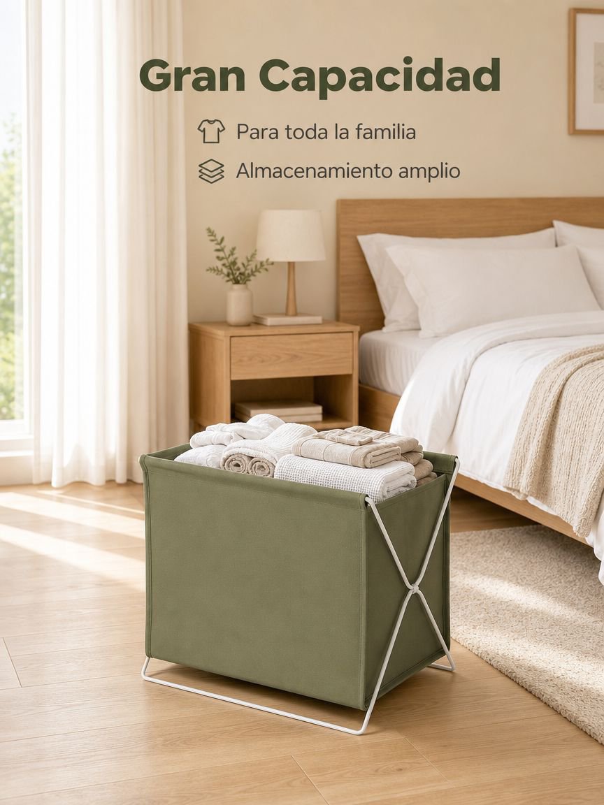 Cesto de ropa sucia plegable de tela