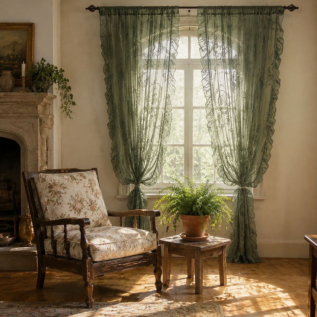 French country style lace curtains, sheer curtains, semi-blackout curtains for living room, bedroom,