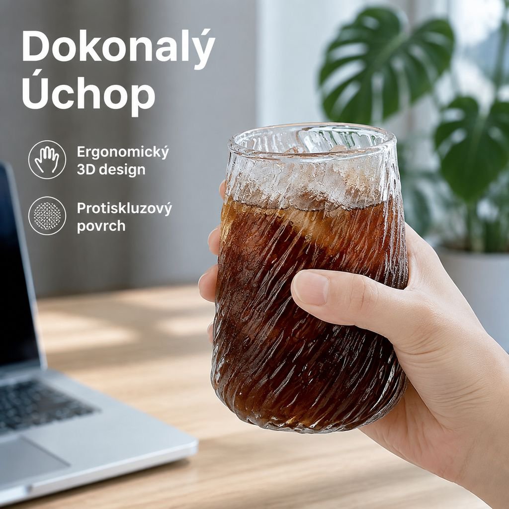 Domácí tepelně odolný zesílený průhledný skleněný hrnek na kávu jednoduchý jednovrstvý design