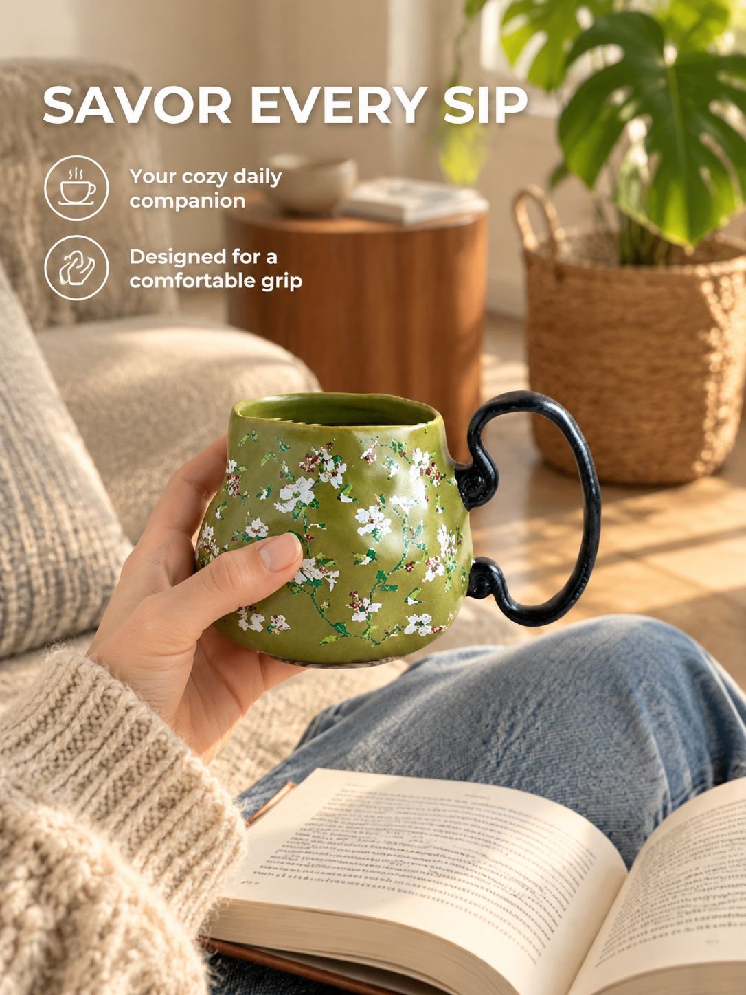 Vintage-style handmade ceramic mug gift idea