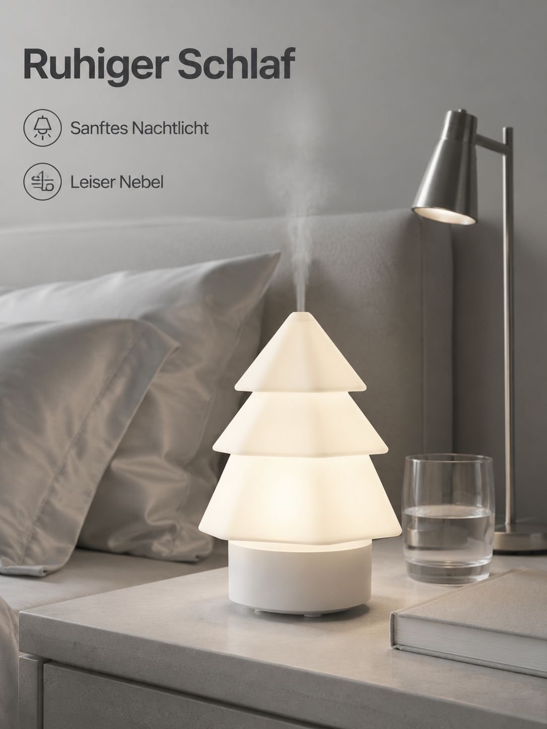 Aroma Diffusor in Weihnachtsbaumform mit automatischer Abschaltung, USB-betriebene Nachtlampe