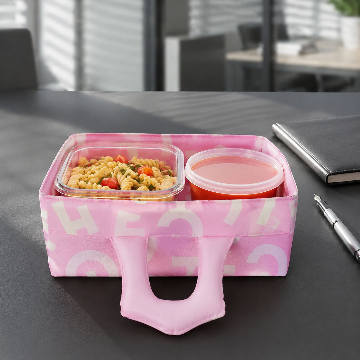 Open lunch bag showing spacious insulated interior
