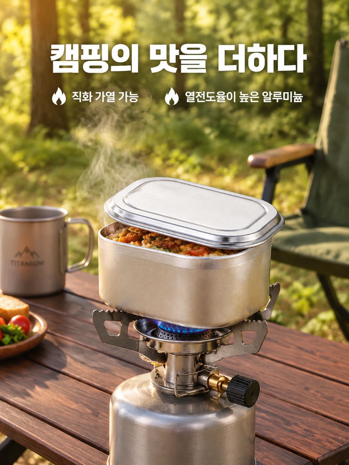 올알루미늄 사각형 손잡이 도시락통