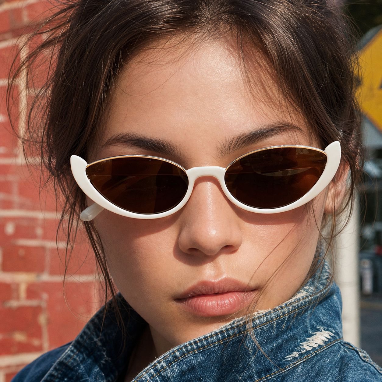 Gafas de sol cat eye de media montura para mujer, estilo retro de calle, moda europea y americana