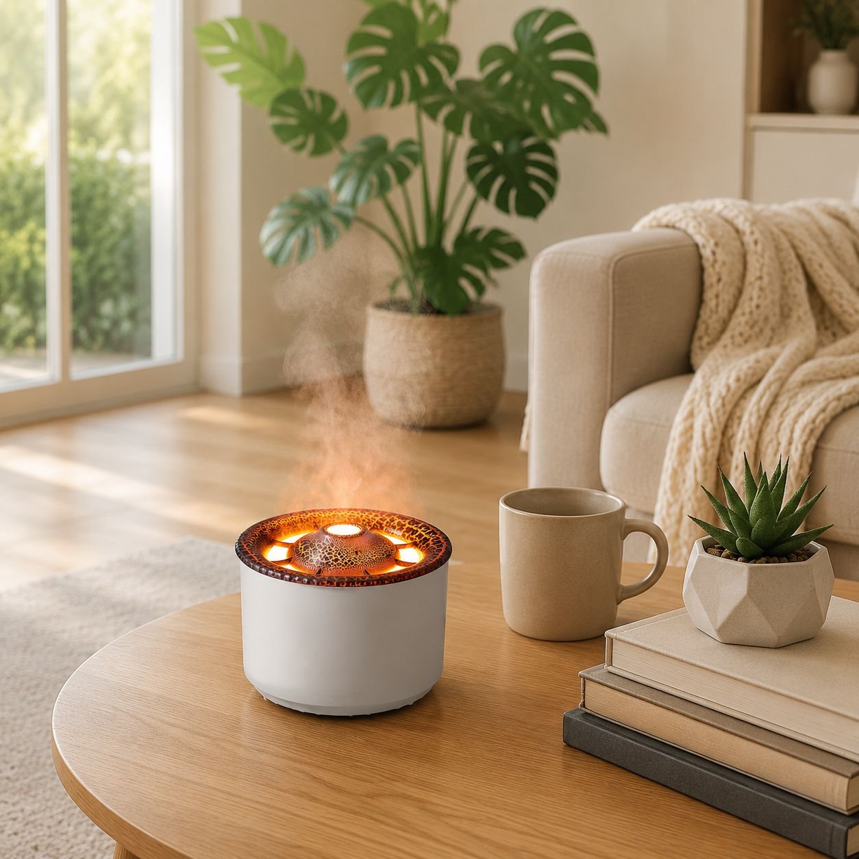 Volcano Humidifier Aromatherapy Machine 2 Color LED Light Aromatherapy Humidifier Small Desktop Humi