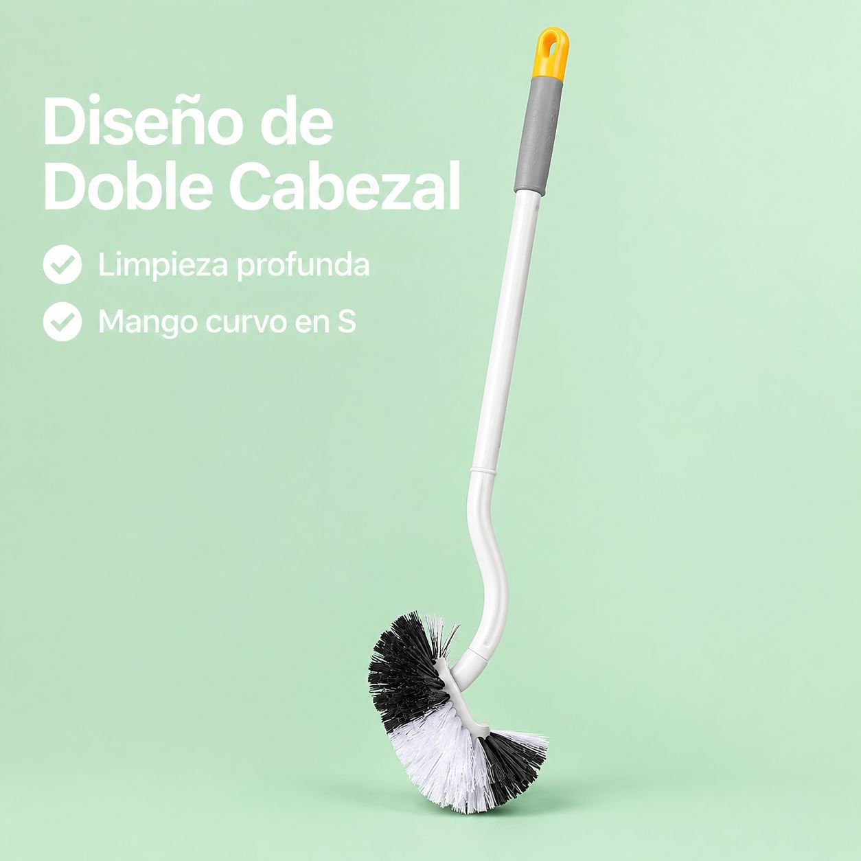 Cepillo de inodoro de doble cabezal y doble cara para una limpieza a fondo