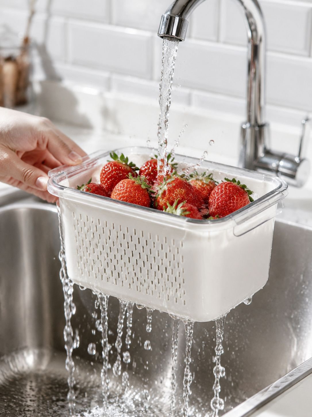 Panier égouttoir et récipient de conservation des aliments