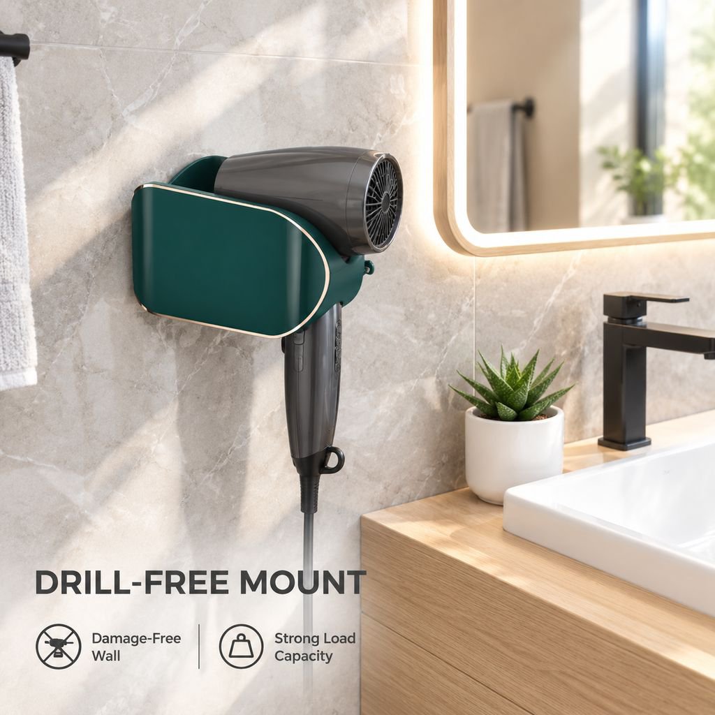 Heavy Duty Multifunctional Hair Dryer Shelf for Bathroom
