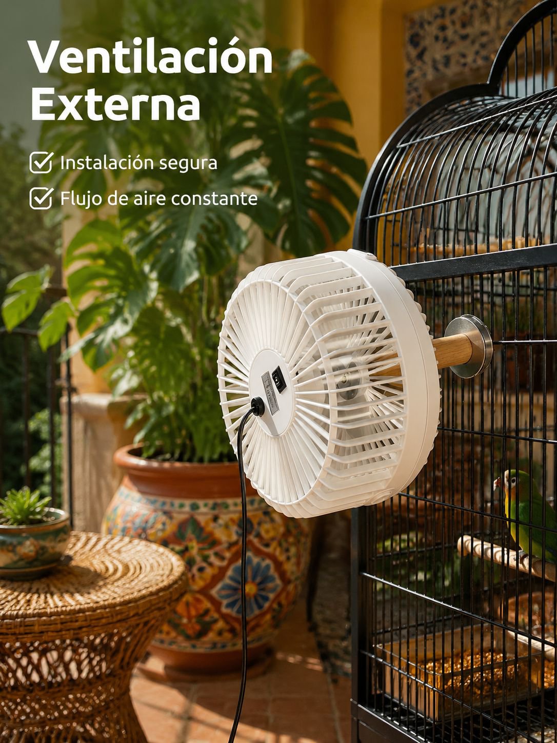 Ventilador especial para jaulas de aves, accesorio para reducción de calor y prevención del calor