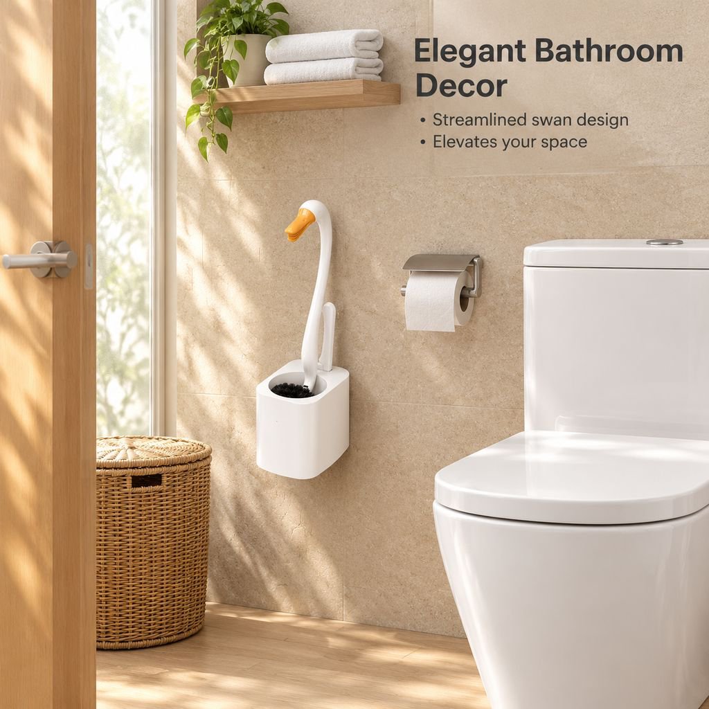 Swan 2-in-1 Wall-Mounted Toilet Brush Household Bathroom Cleaning Brush