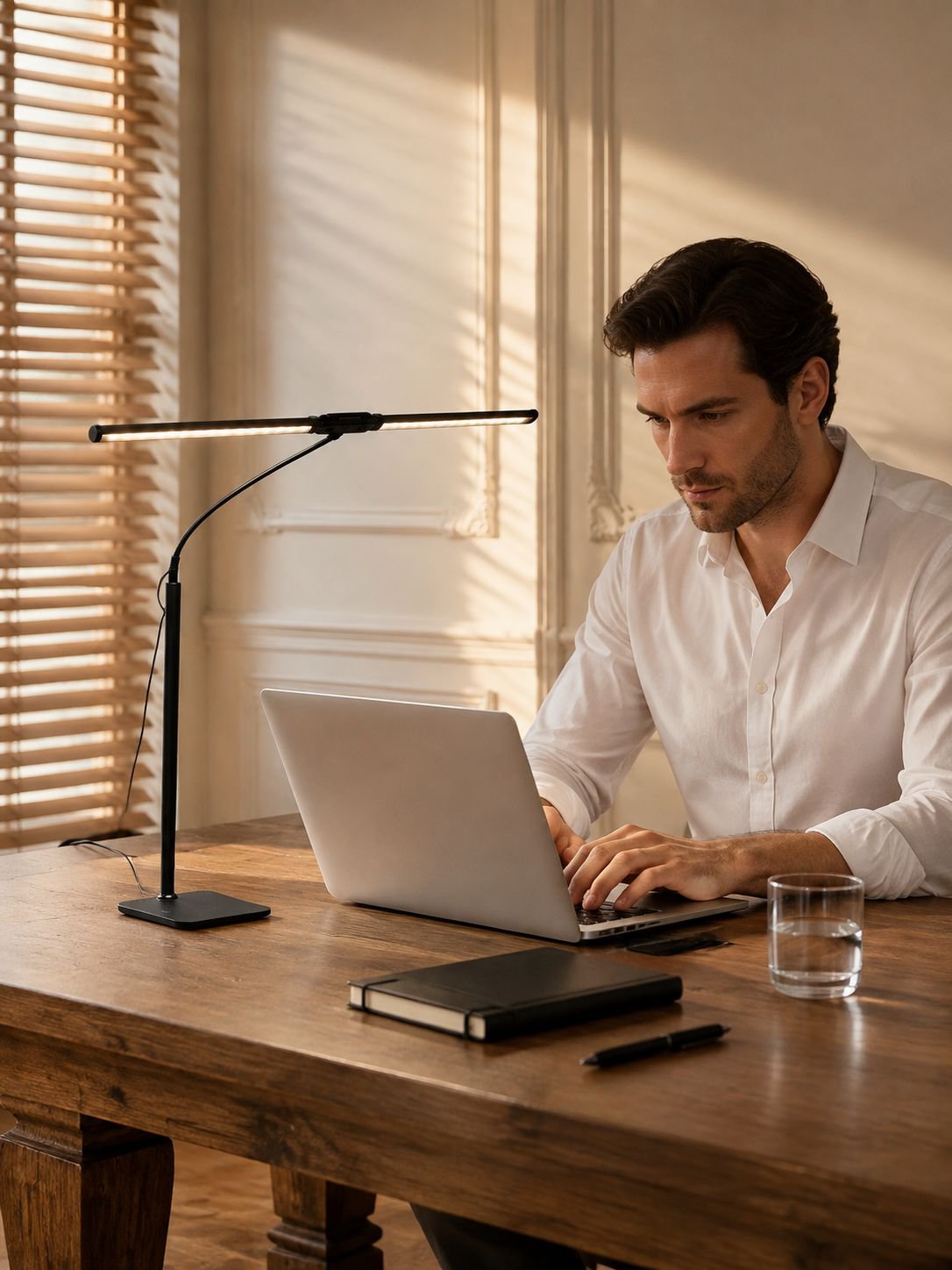 Lampe de bureau à double tête avec éclairage réglable