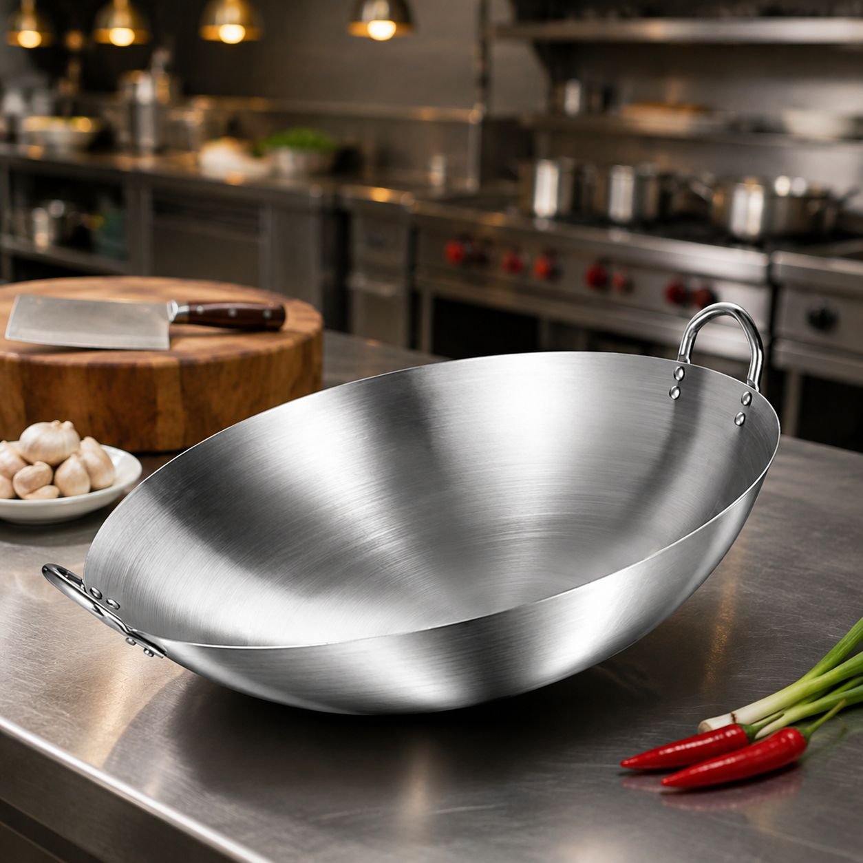 Thickened stainless steel frying pan for hotel kitchen use