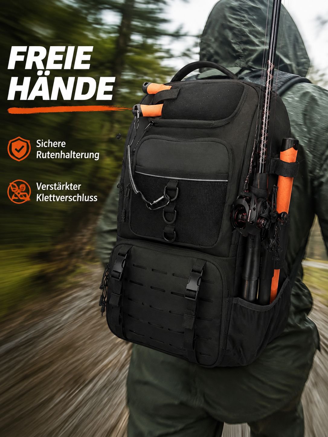 Neuer faltbarer multifunktionaler Outdoor-Angelrucksack mit großer Kapazität