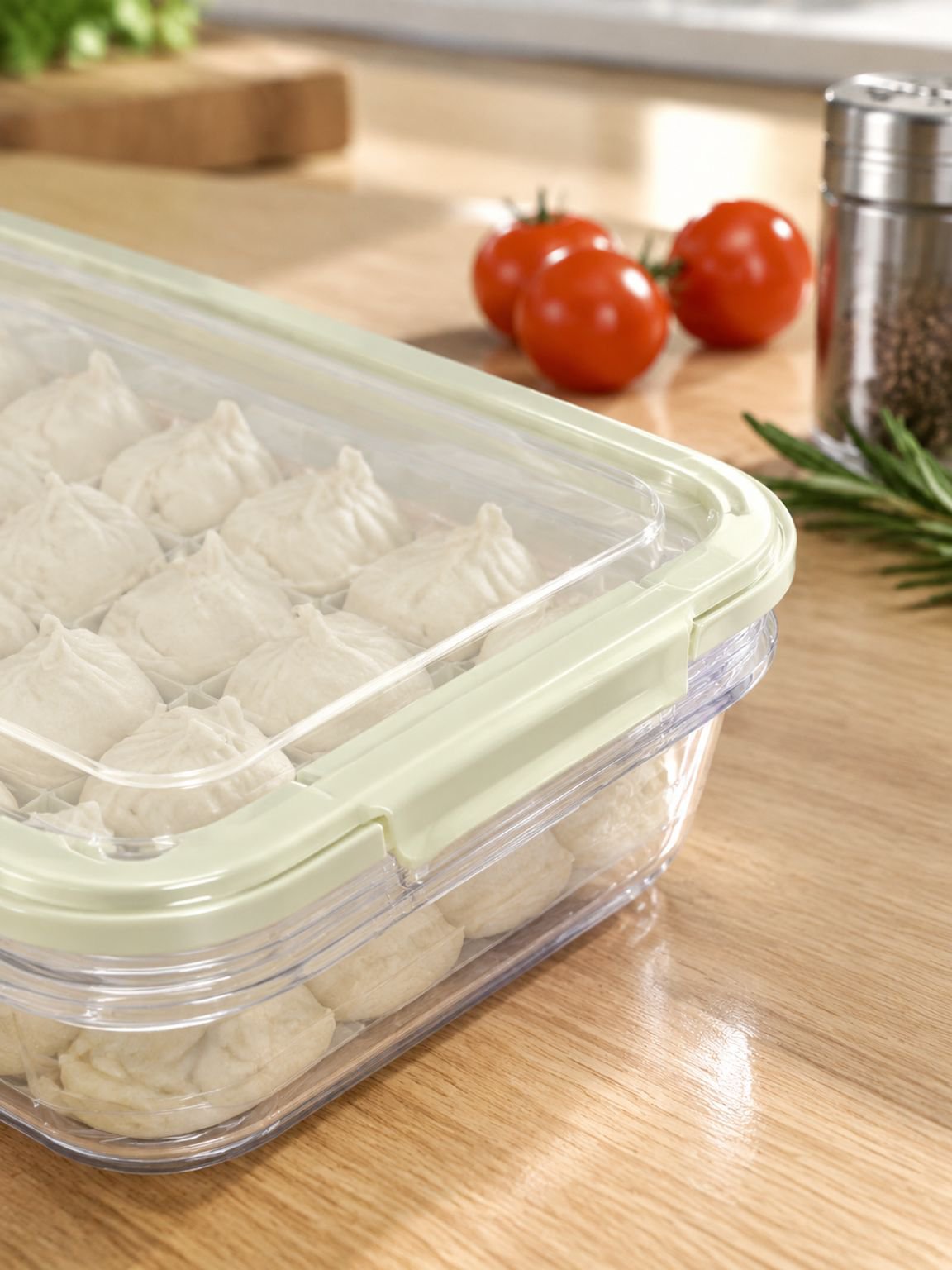 Stapelbare Aufbewahrungsbox für hausgemachte Dumplings und Teigtaschen