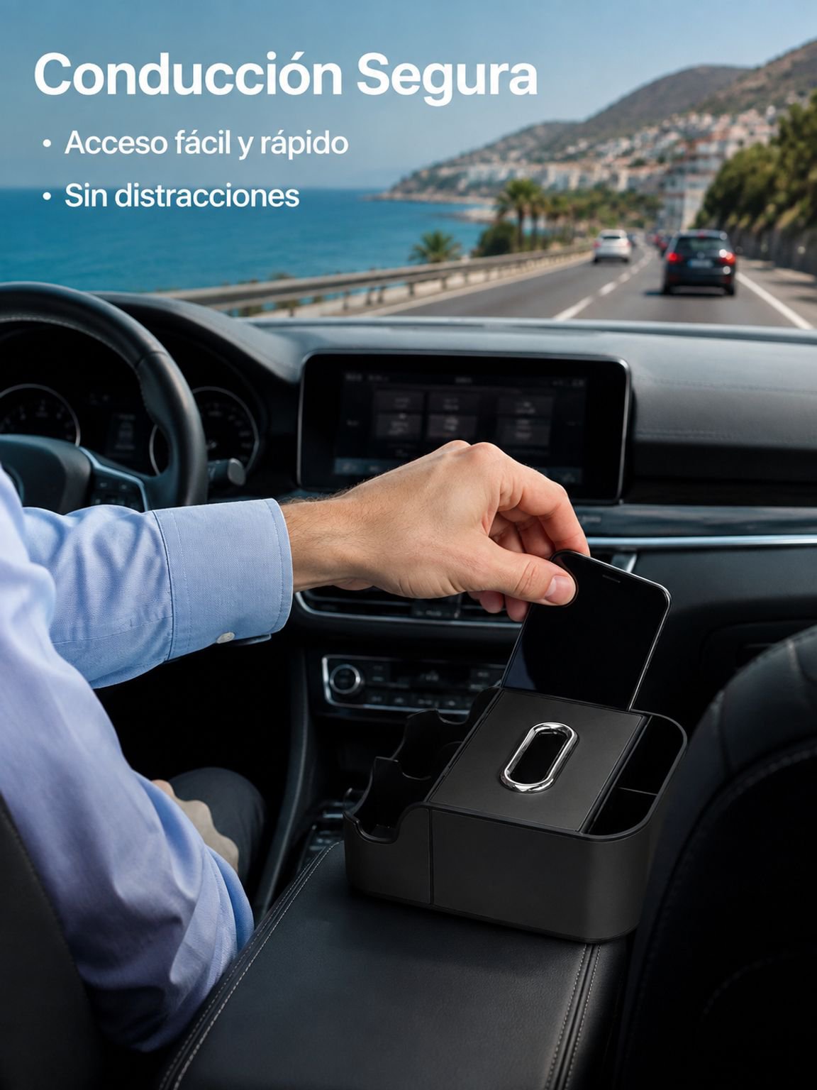 Caja de pañuelos multifuncional para coche