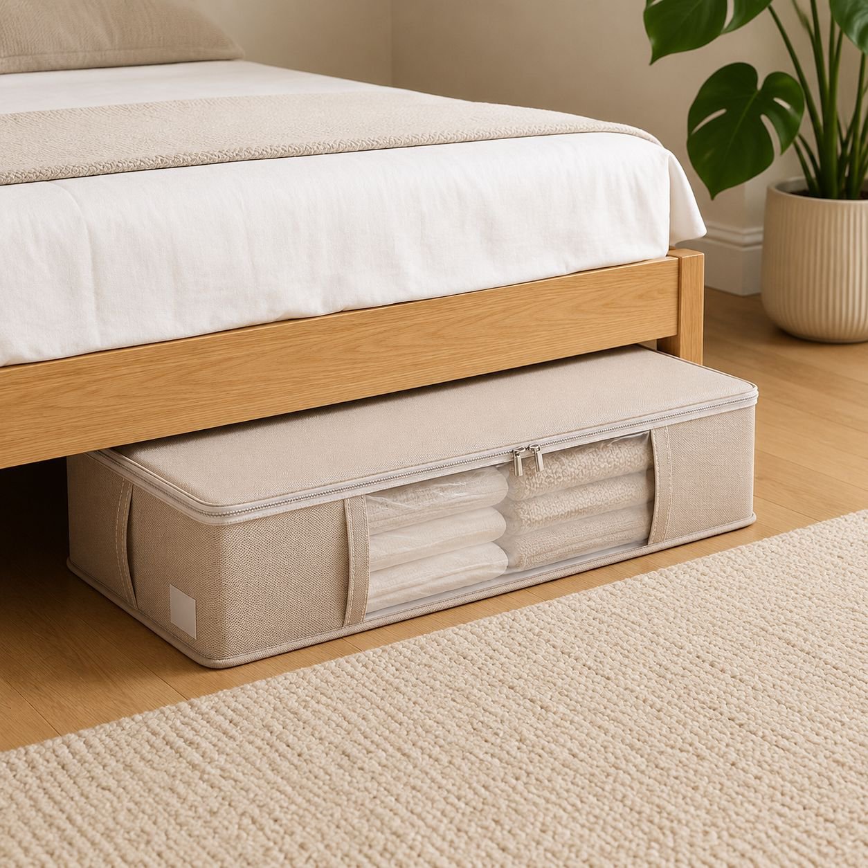 Durable storage box for quilts and seasonal clothing