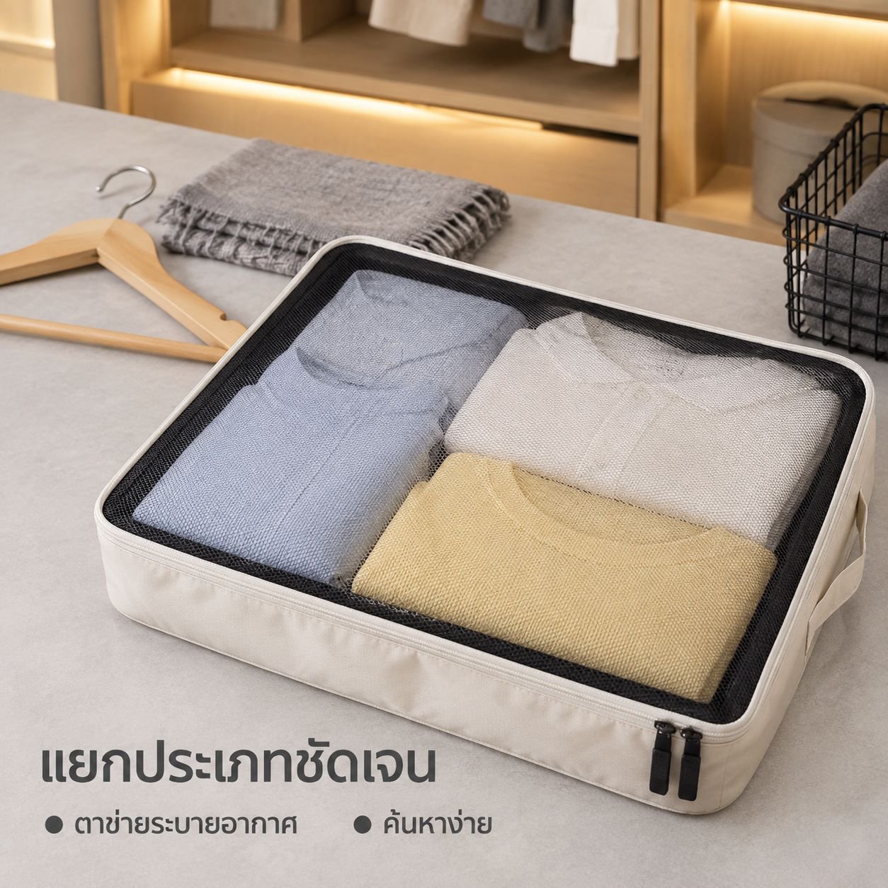ชุดกระเป๋าเก็บเสื้อผ้าสำหรับเดินทางแบบบีบอัดได้ (แพ็ก 6 ชิ้น)