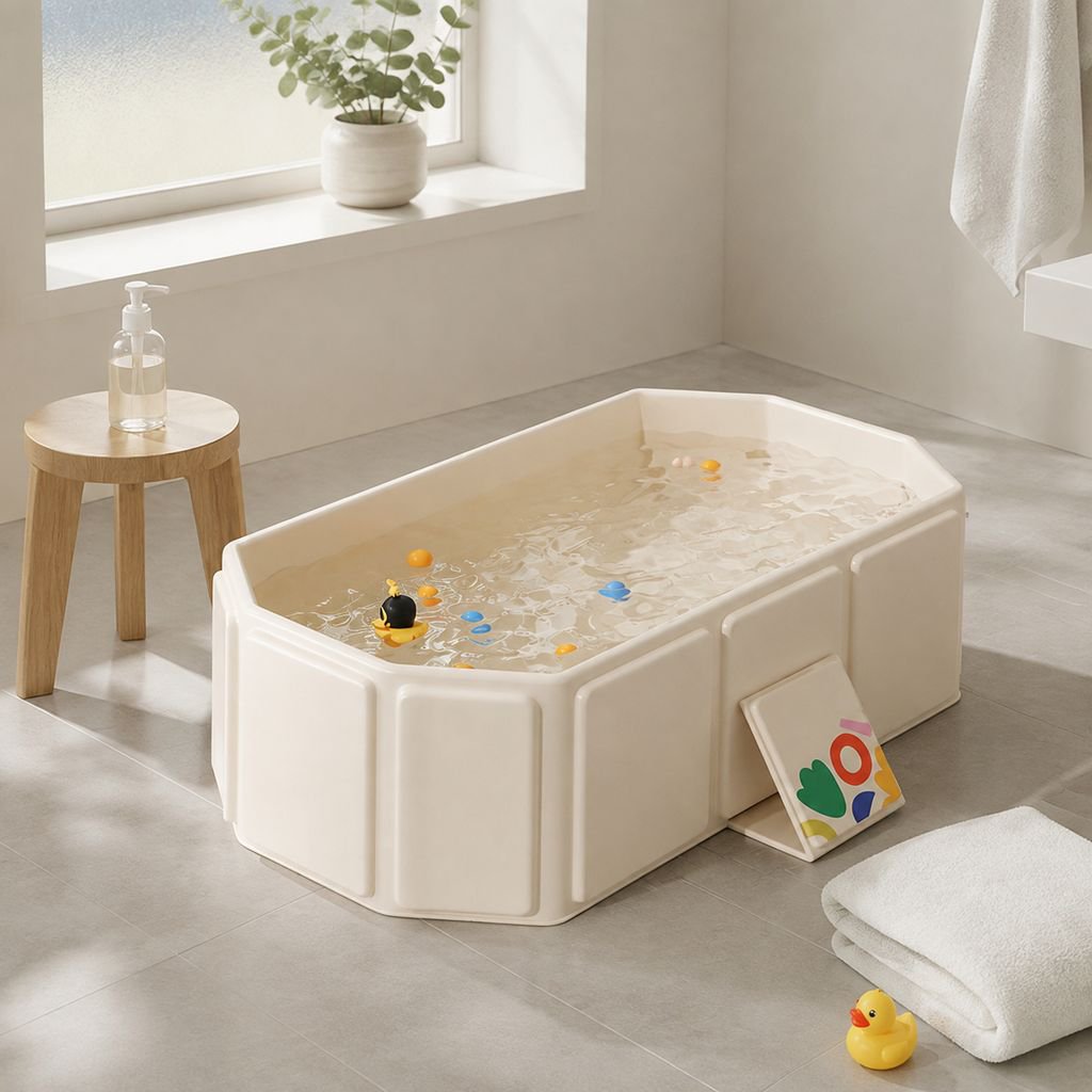 Baignoire pliable pour bébé pour nourrissons et tout-petits avec base antidérapante, facile à ranger