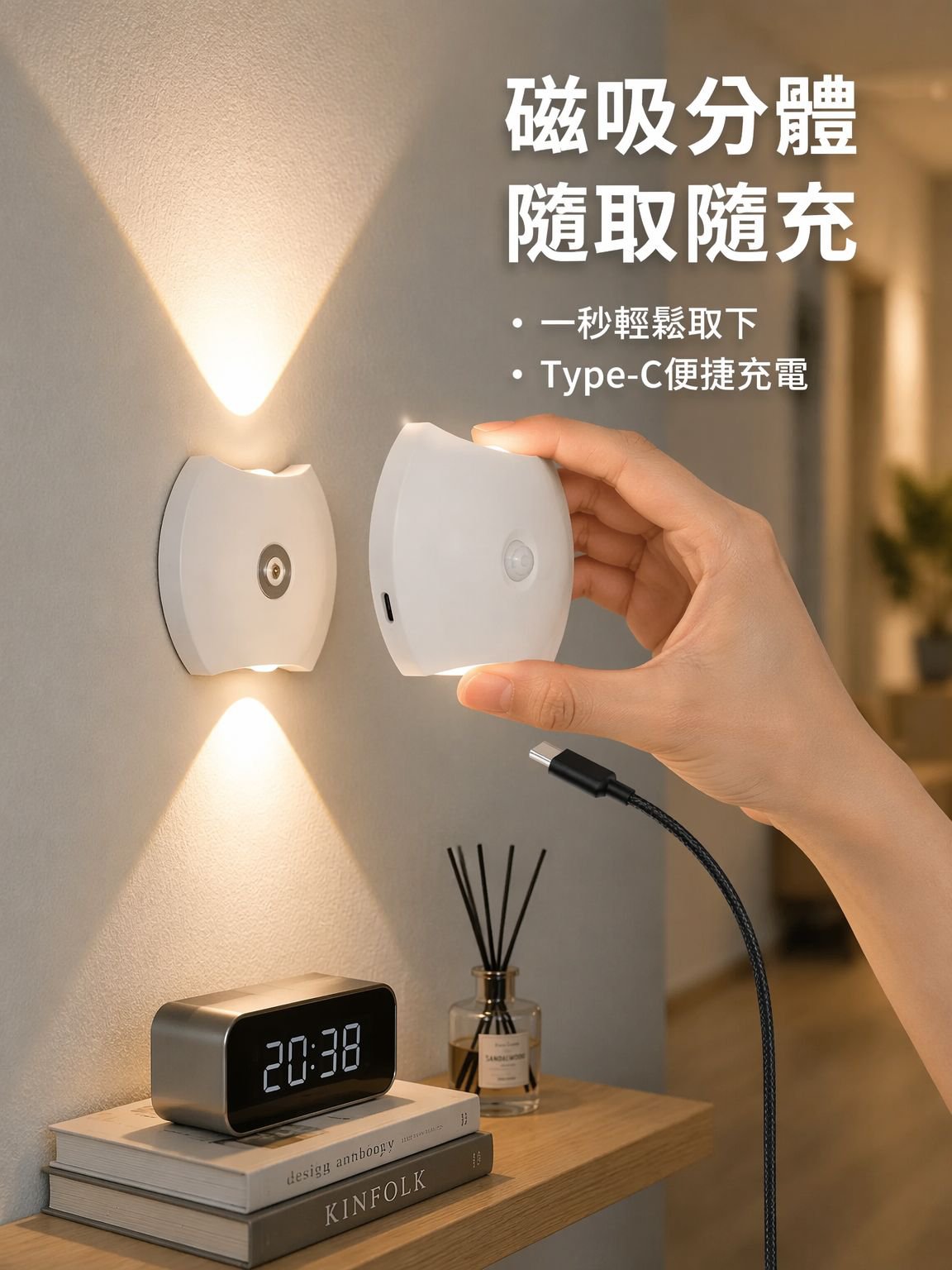 充電式磁吸壁燈