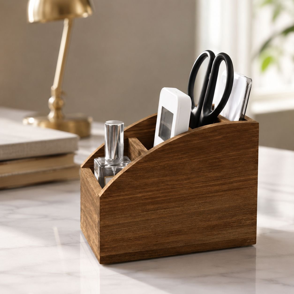 Organizador de mandos de madera multifuncional, estilo moderno