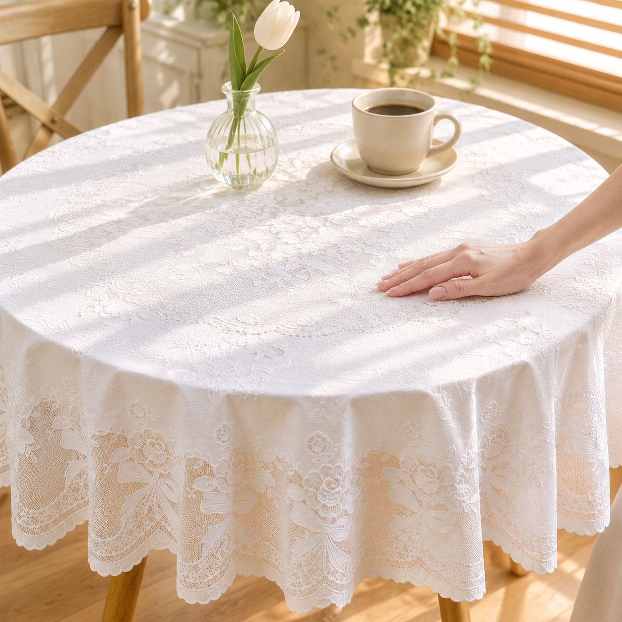 Modern Style Waterproof Dustproof Round Dining Tablecloth
