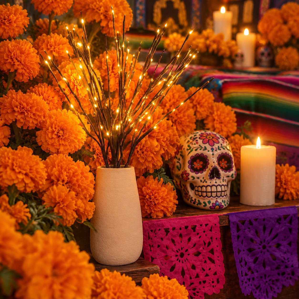 Lámpara de rama de estrella LED, decoración creativa de flores estilo nórdico