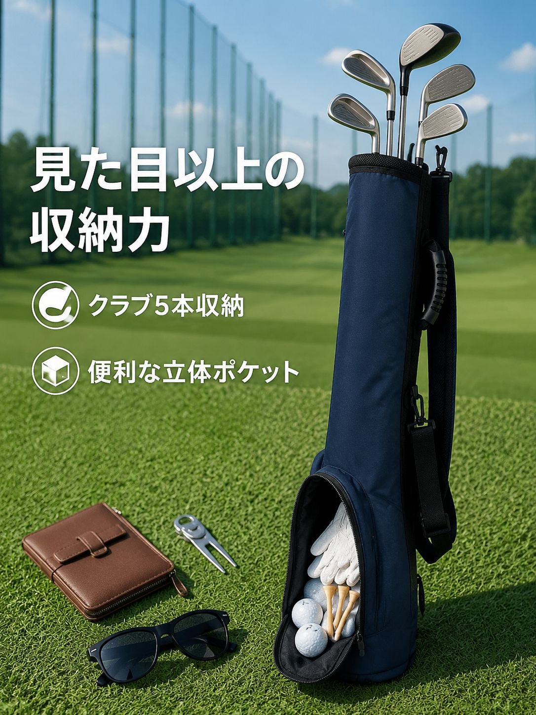 ゴルフクラブ練習用収納バッグ