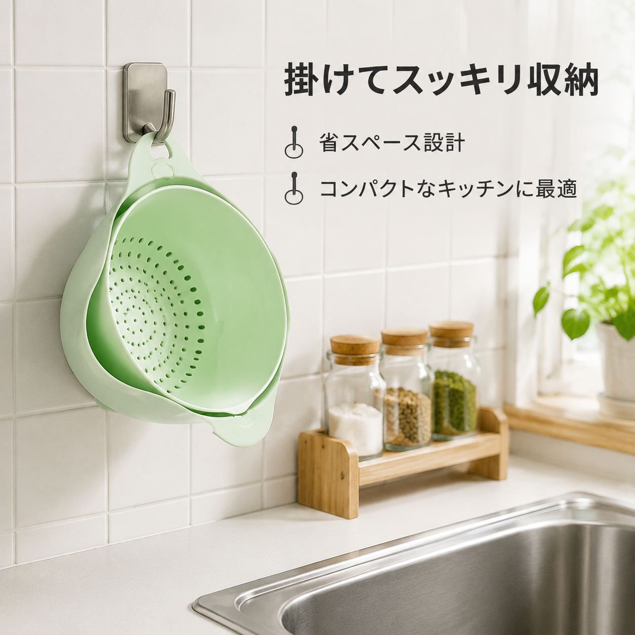 キッチン用二重ハンドル付き水切りボウル