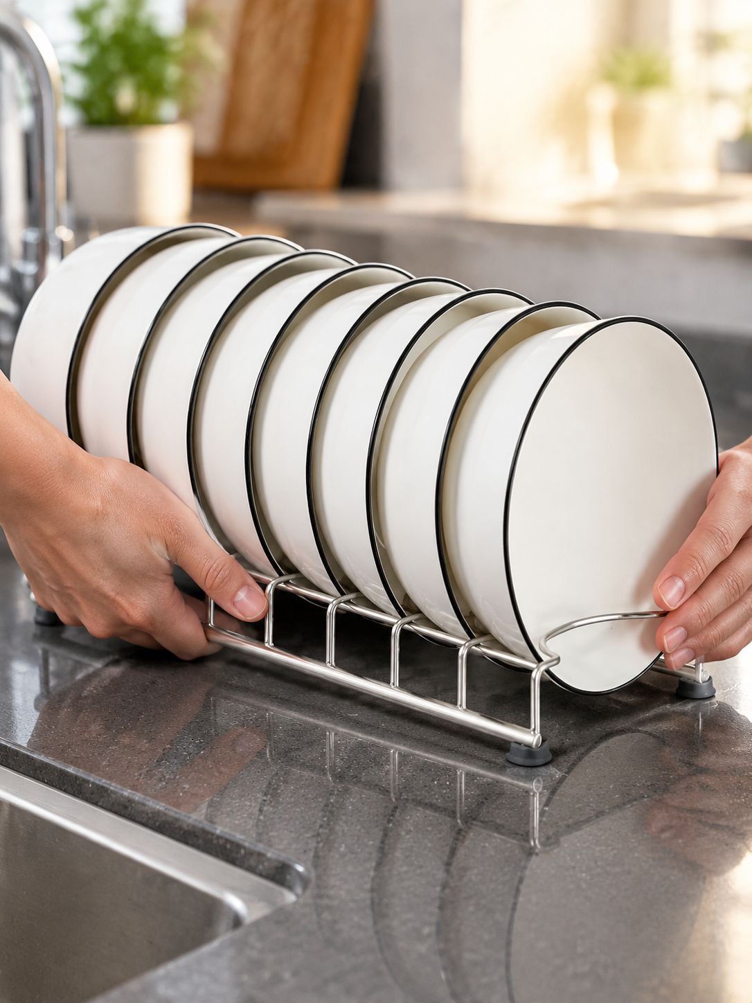 Escurridor multifuncional compacto para cocinas pequeñas