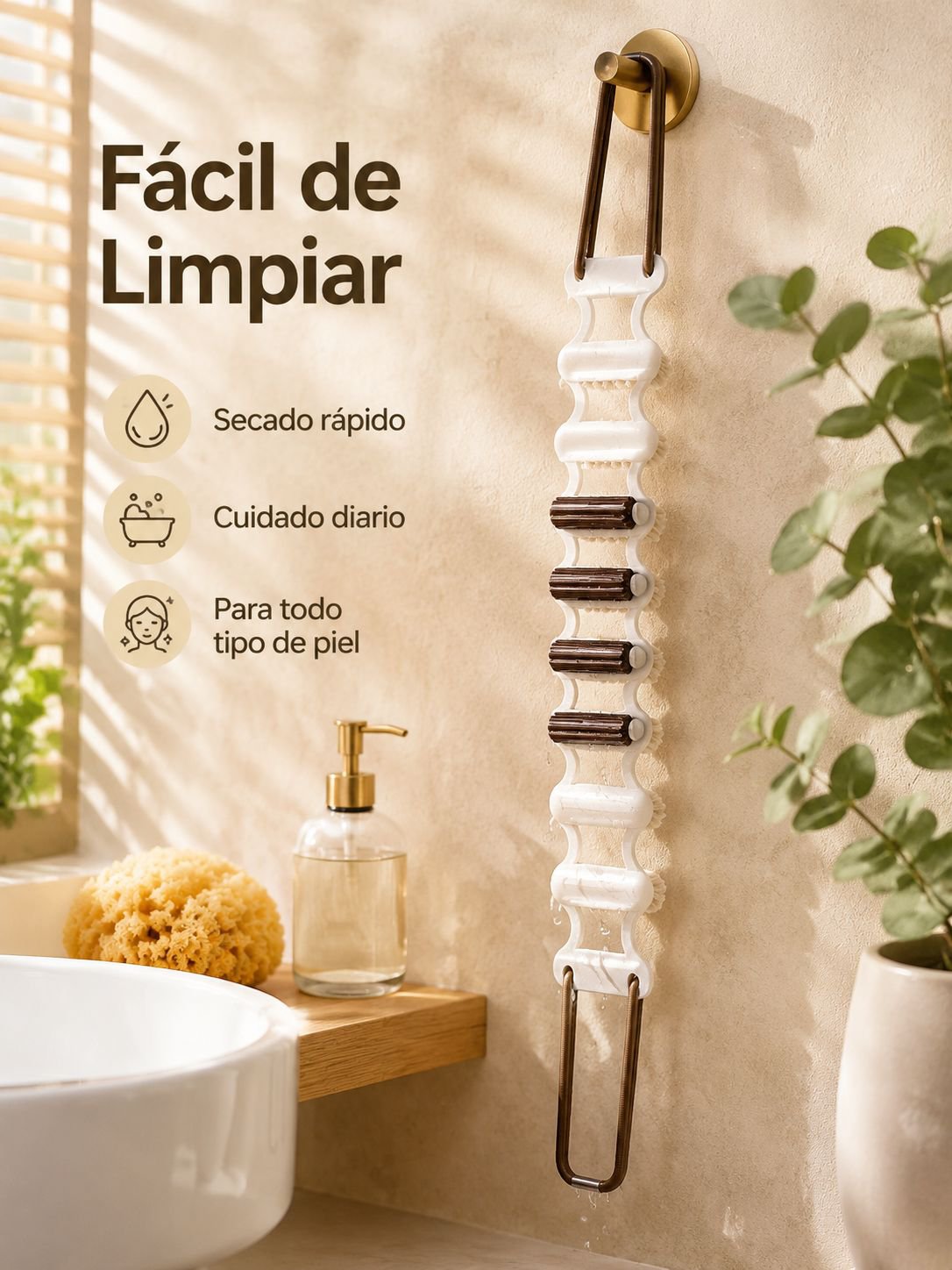 Toalla exfoliante multifuncional con rodillo para la espalda